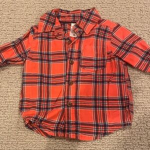 Carter's Boys Baby Red & Navy Plaid Button Down Collared Shirt